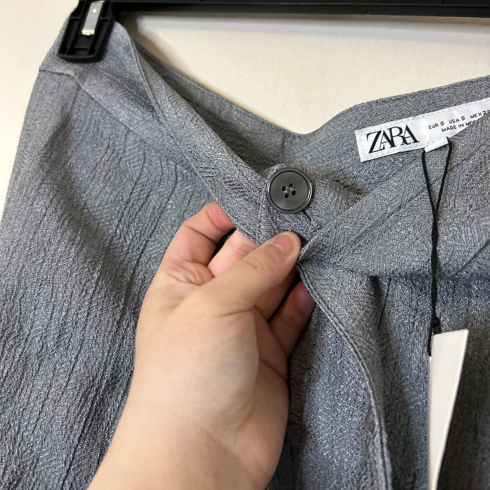 ZARA Gray Wrap Linen Blend Palazzo Pants Size S - Picture 8 of 11